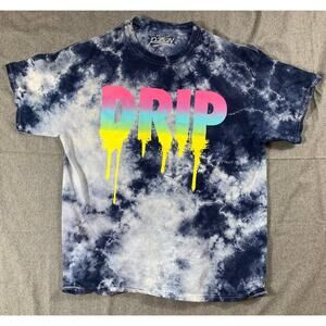 Popular Poison Tie Dye Drip Shirt Adult Large Blue Casual T Shirt